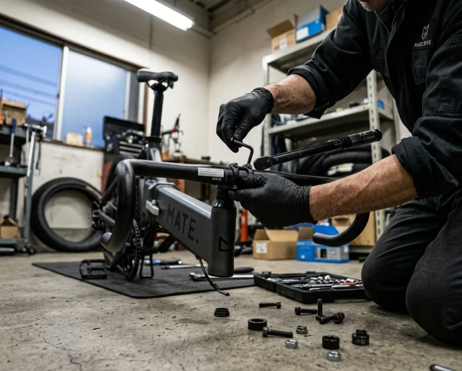 自転車組み立て作業中の手元